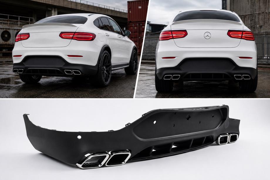 Mercedes GLC coupe C253 2016-2023 Rear Diffuser with Tips Silver (AMG63 Design) Photo 1
