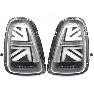 Rear LED Tail Lights Union Jack Black V-2 Style (2 pcs)