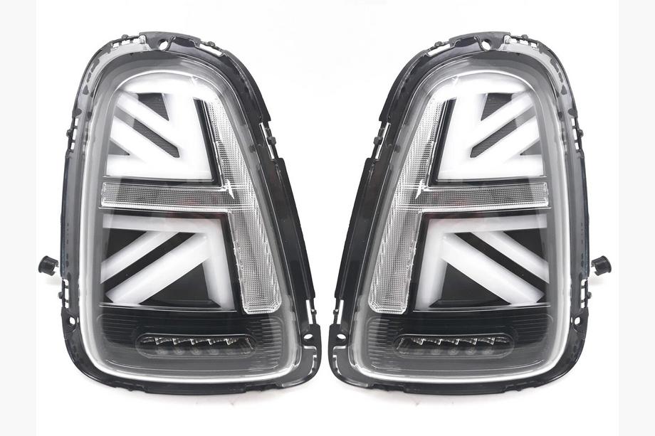 Mini Cooper R56/57 2006-2014 Rear LED Tail Lights Union Jack Black V-2 Style (2 pcs) Image