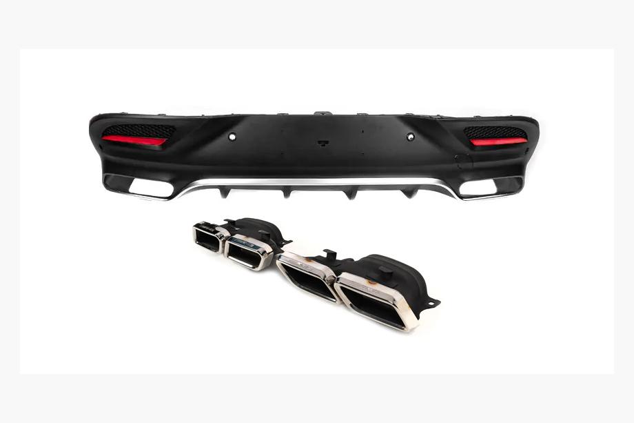 Mercedes GLE coupe C292 2015-2019 Rear diffuser with tips Silver (GLE63 design) Image