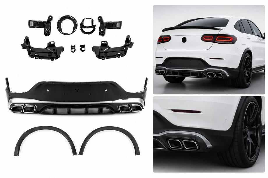 Mercedes GLC coupe C253 2016-2023 Rear Diffuser with Tips Silver (AMG63 Design 2020-2022) Photo 1