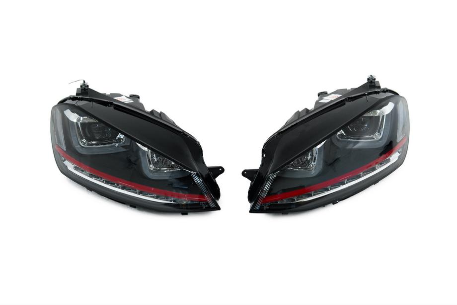 Volkswagen Golf 7/E-Golf 2012-2020 Front headlights Red-V2 (2012-2017, dynamic turn signals, 2 pcs) Image