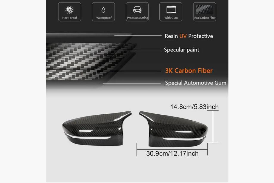 BMW 8 Series G14/G15/G16 2018- Mirror Covers M-Look V4 (2018-2021, Red Carbon) Photo 3