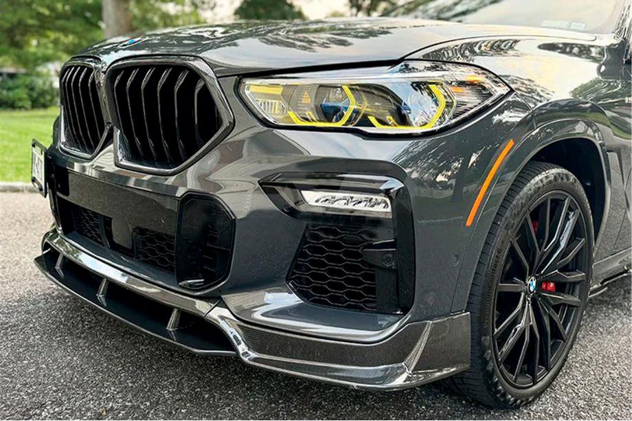 BMW X6 G06 2019–2027 Front Bumper Lip Carbon V1 (for M-Sport, 2018-2022) Image
