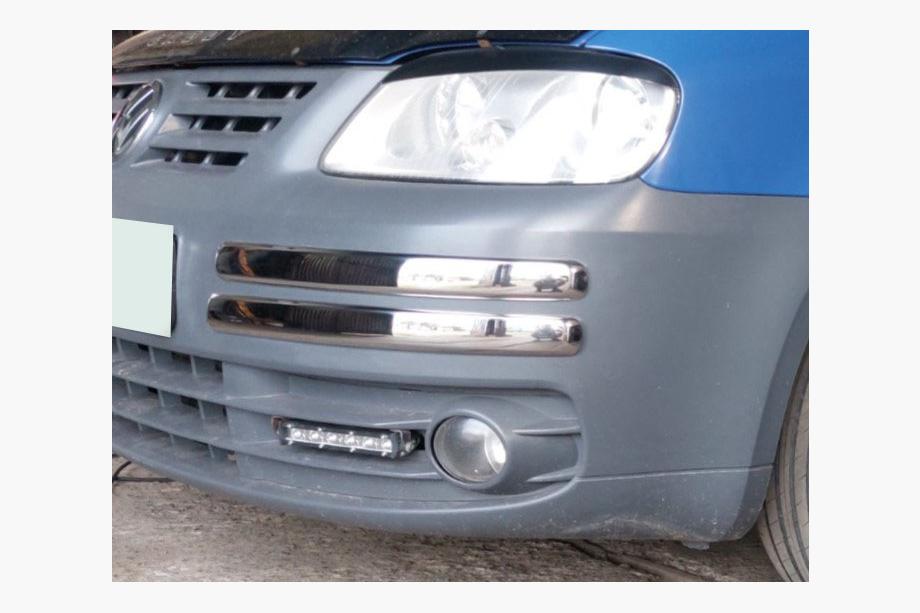 Volkswagen Caddy 2004-2010 Stainless steel front bumper corner protectors (4 pcs) Carmos - Turkish Stainless Steel Image