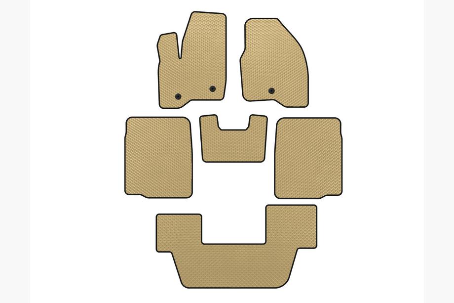 Ford Explorer 2011-2019 EVA Floor Mats (3 Rows, 2011-2015, Beige) Image
