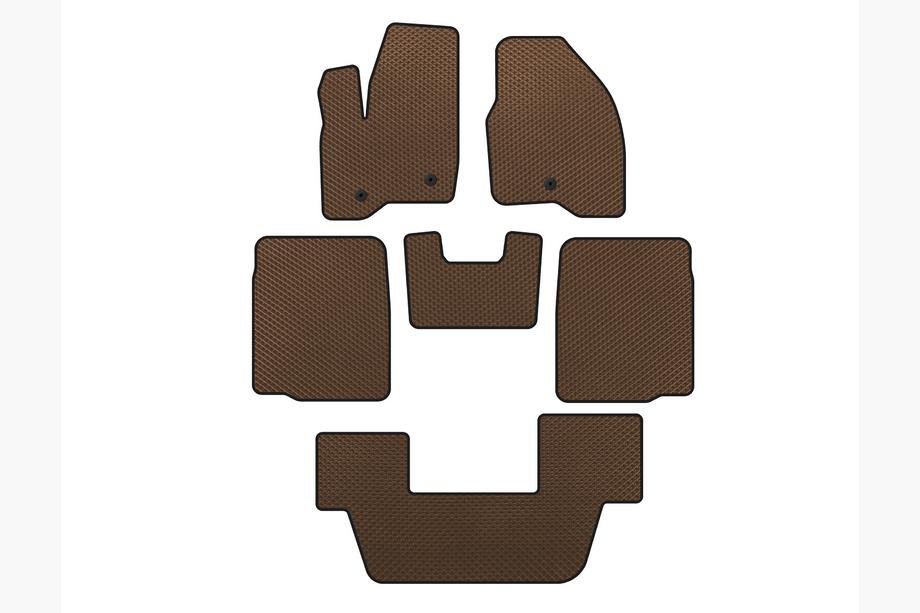 Ford Explorer 2011-2019 EVA Floor Mats (3 Rows, 2011-2015, Brown) Image