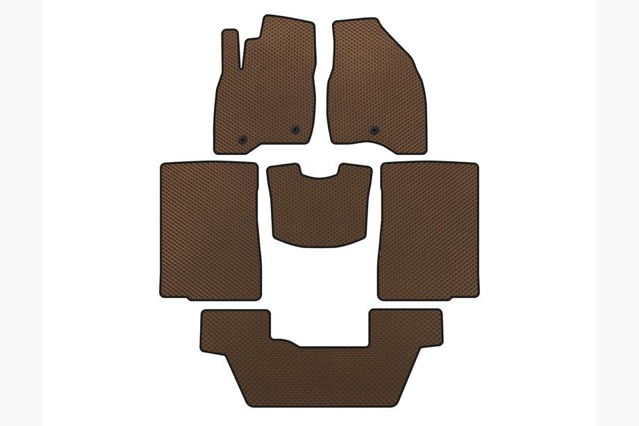 Ford Explorer 2011-2019 EVA Floor Mats (2015-2017, 3 Rows, 7-Seater, Brown) Image