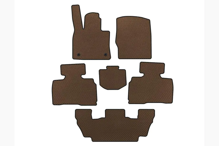 Ford Explorer 2019- EVA Floor Mats (3 Rows, 7-Seater, Brown) Image