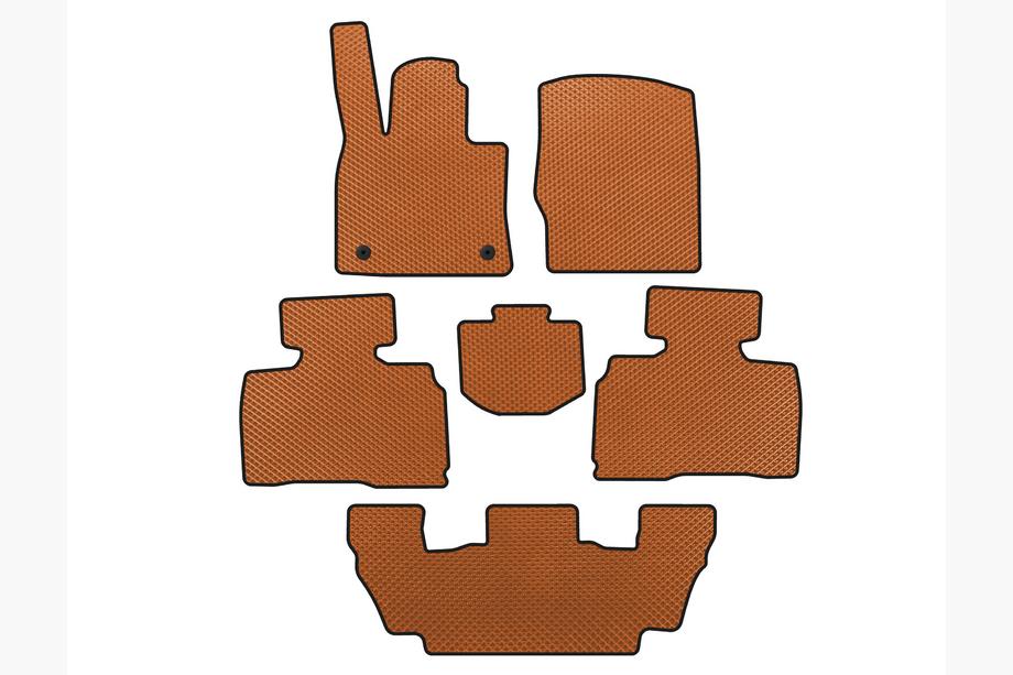 Ford Explorer 2019- EVA Floor Mats (3 Rows, 7-Seater, Orange) Image