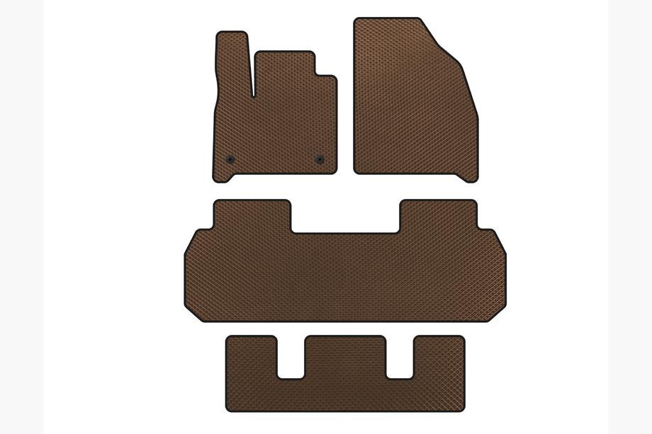 Chevrolet Traverse 2017- EVA Floor Mats (3 Rows, Brown) Photo 1