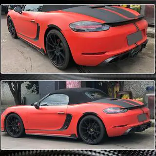 Rear Bumper Diffuser V1 (2016-2019, Carbon) Porsche Boxster/Cayman 982 (718) 2016- photo 4