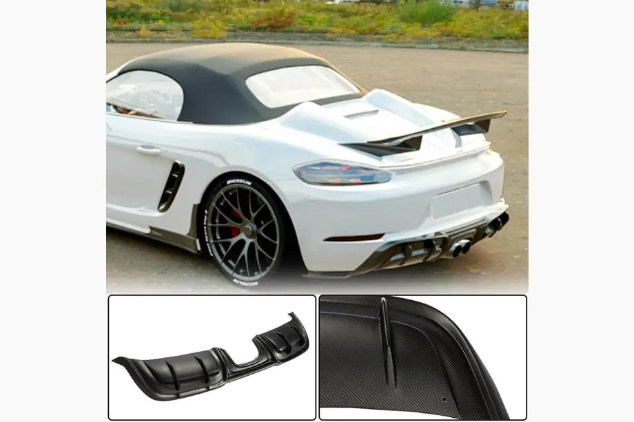Porsche Boxster/Cayman 982 (718) 2016- Rear Bumper Diffuser V3 (2016-2019, Carbon) Image