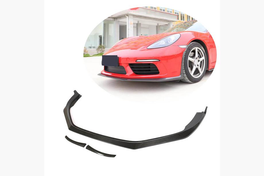 Porsche Boxster/Cayman 982 (718) 2016- Front Bumper Lip V2 Overlay (2016-2019, Carbon) Image