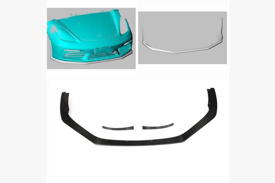 Porsche Boxster/Cayman 982 (718) 2016- Front Bumper Lip V2 Overlay (2016-2019, Carbon) Photo 2