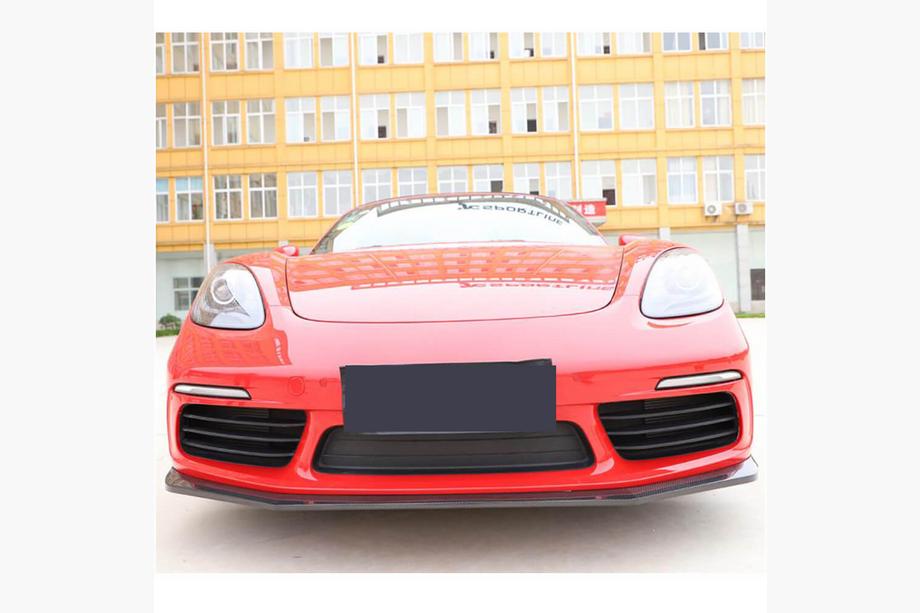 Porsche Boxster/Cayman 982 (718) 2016- Front Bumper Lip V2 Overlay (2016-2019, Carbon) Photo 3