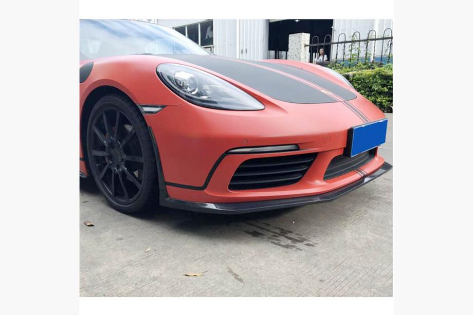 Porsche Boxster/Cayman 982 (718) 2016- Front Bumper Lip V2 Overlay (2016-2019, Carbon) Photo 4