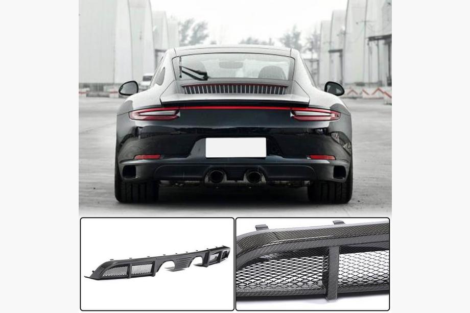 Porsche 911 (991) 2011–2019 Rear Bumper Diffuser for Carrera 4 GTS 2017-2018, Carbon Image