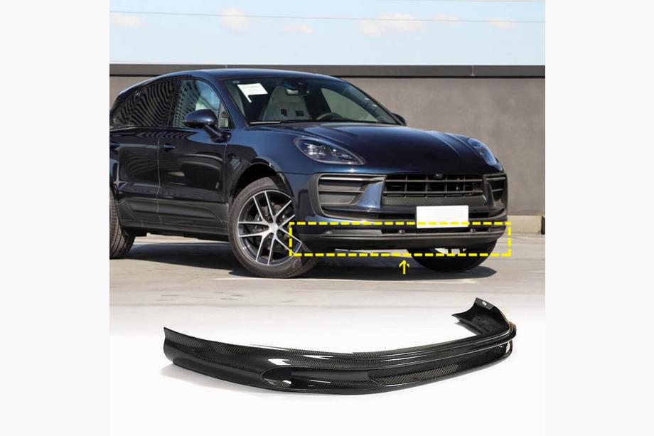 Porsche Macan 2014-2024 Front Bumper Lip Spoiler (2022+, Carbon) Image