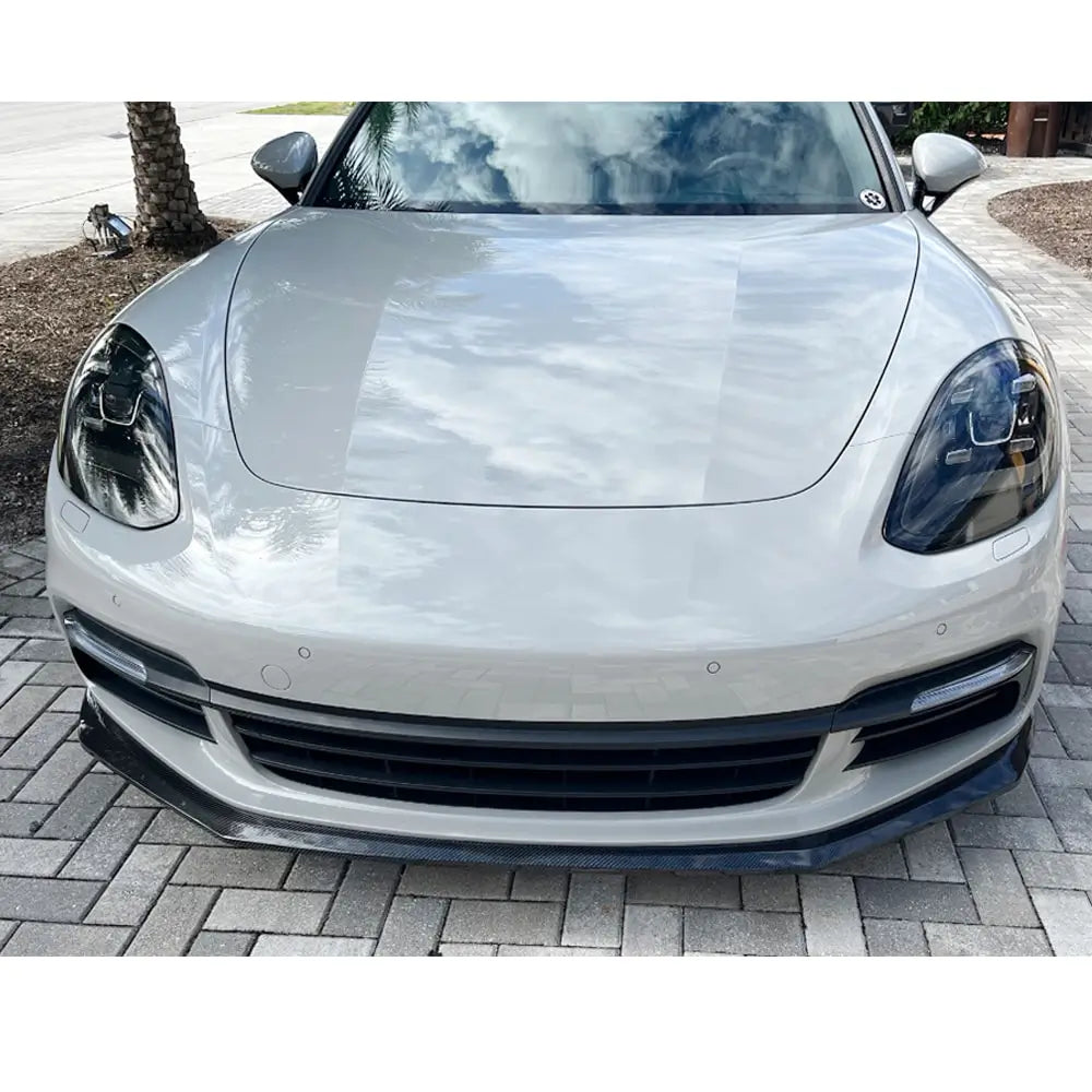 Porsche Panamera 2016-2023 Front Bumper Lip Spoiler (2016-2020, Carbon) photo 6