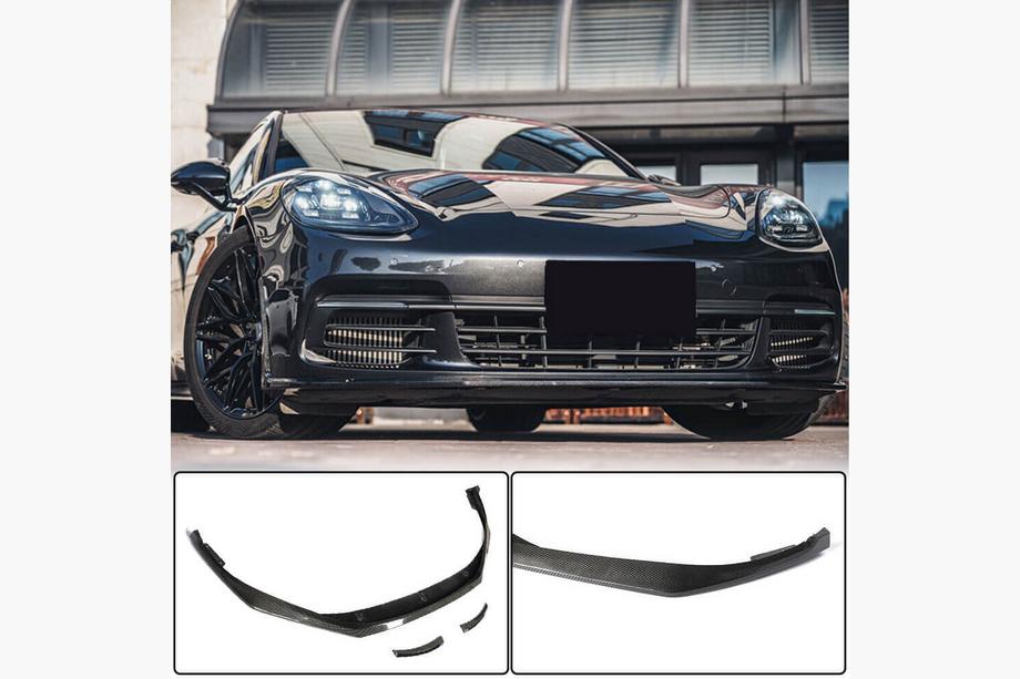 Porsche Panamera 2016-2023 Front Bumper Lip Spoiler (2016-2020, Carbon) Image