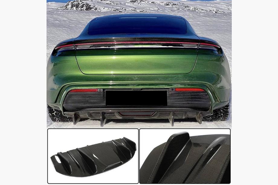 Porsche Taycan 2019- Rear Bumper Diffuser (2019-2024 Base SD, Carbon) Image