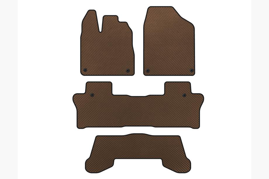 Honda Pilot 2015-2022 EVA Floor Mats (3 Rows, Brown) Image