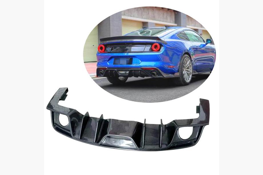 Ford Mustang 2015-2023 Rear Bumper Diffuser V1 (2018-2021, Carbon) Image