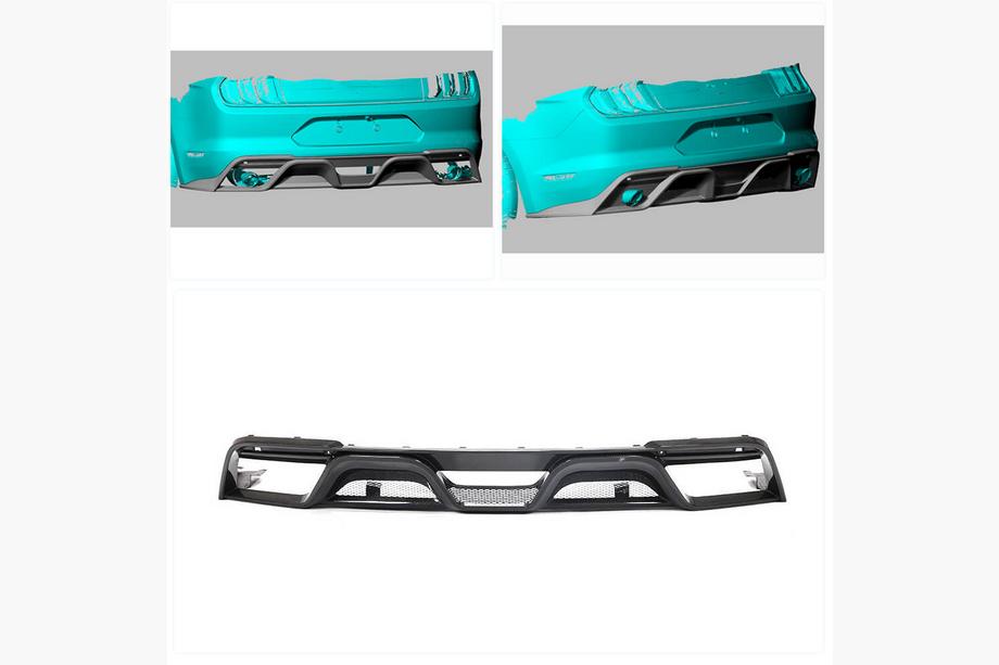 Ford Mustang 2015-2023 Rear Bumper Diffuser V2 (2018-2021, Carbon) Photo 2