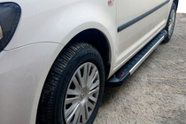 Volkswagen Caddy 2004-2010 Side Steps Red-style (2 pcs, Aluminum) Maxi Wheelbase photo 1