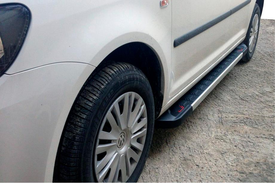 Volkswagen Caddy 2004-2010 Side Steps Red-style (2 pcs, Aluminum) Maxi Wheelbase Image