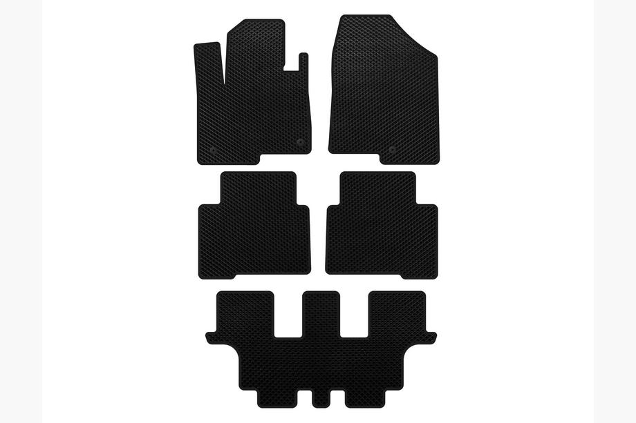 Hyundai Santa Fe 4 2018-2023 EVA Floor Mats (3 Rows, for Grand, Black) Image