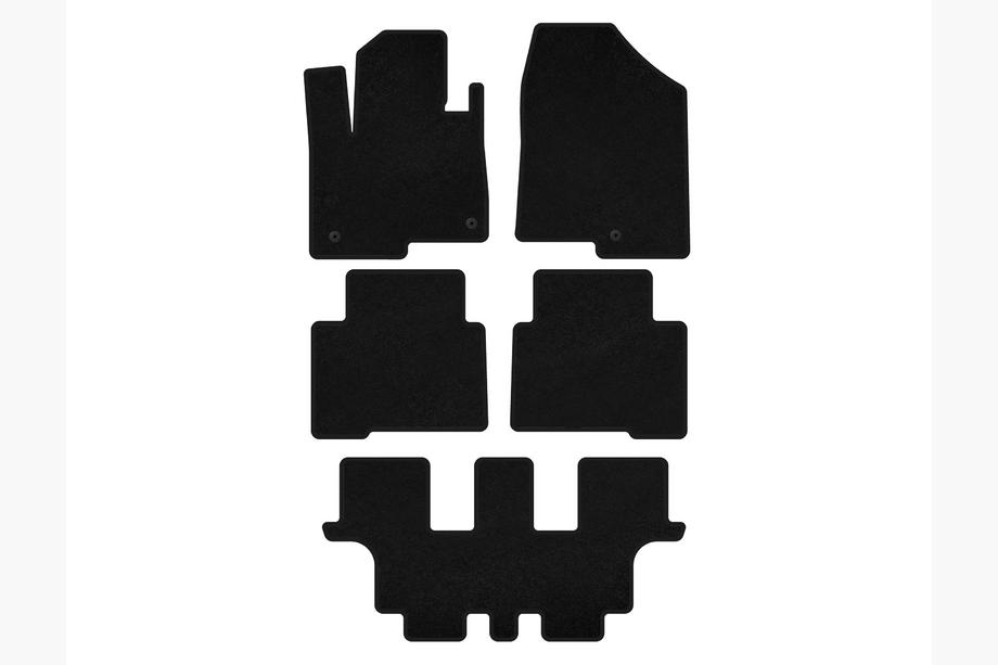 Hyundai Santa Fe 4 2018-2023 Textile Floor Mats Premium (3 Rows, for Grand, Black) Image
