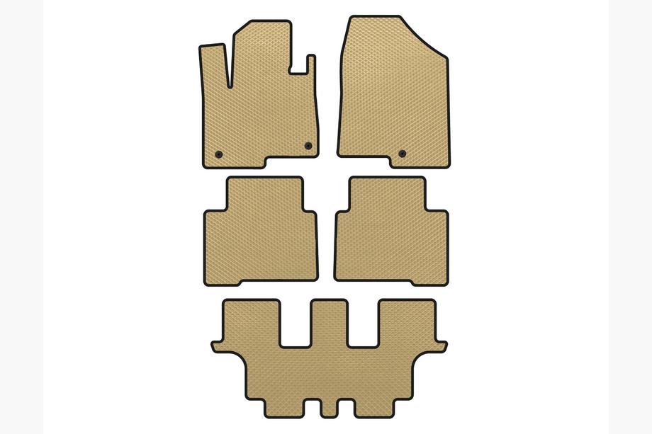 Hyundai Santa Fe 4 2018-2023 EVA Floor Mats (3 Rows, for Grand, Beige) Image