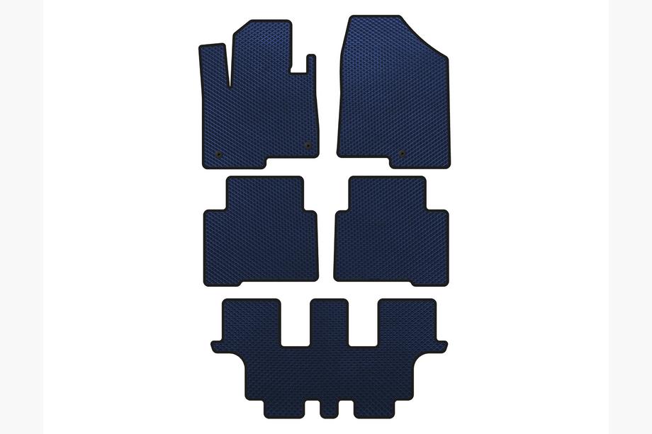 Hyundai Santa Fe 4 2018-2023 EVA Floor Mats (3 Rows, for Grand, Blue) Image
