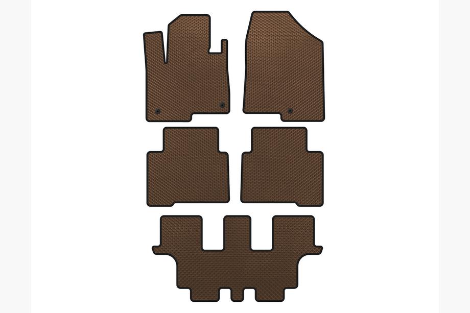 Hyundai Santa Fe 4 2018-2023 EVA Floor Mats (3 Rows, for Grand, Brown) Image