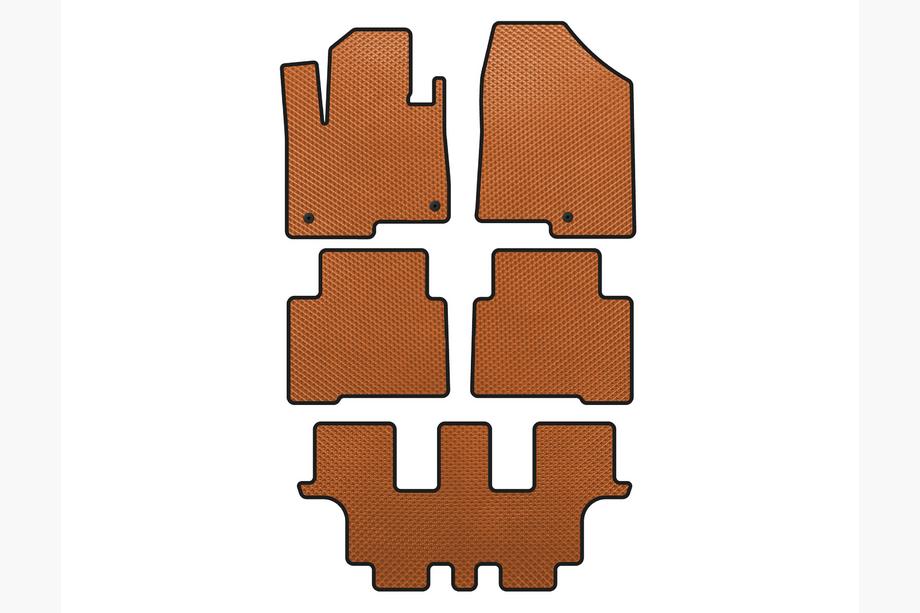 Hyundai Santa Fe 4 2018-2023 EVA Floor Mats (3 Rows, for Grand, Orange) Photo 1
