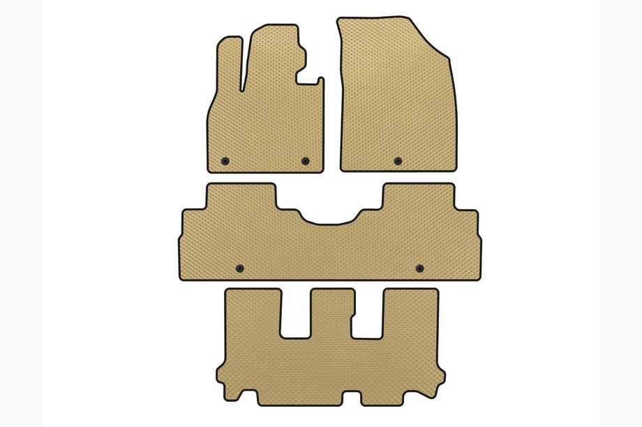 Hyundai Palisade 2018-2025 EVA Floor Mats (3 Rows, 8-Seater, Beige) Image