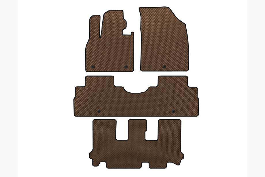 Hyundai Palisade 2018-2025 EVA Floor Mats (3 Rows, 8-Seater, Brown) Image
