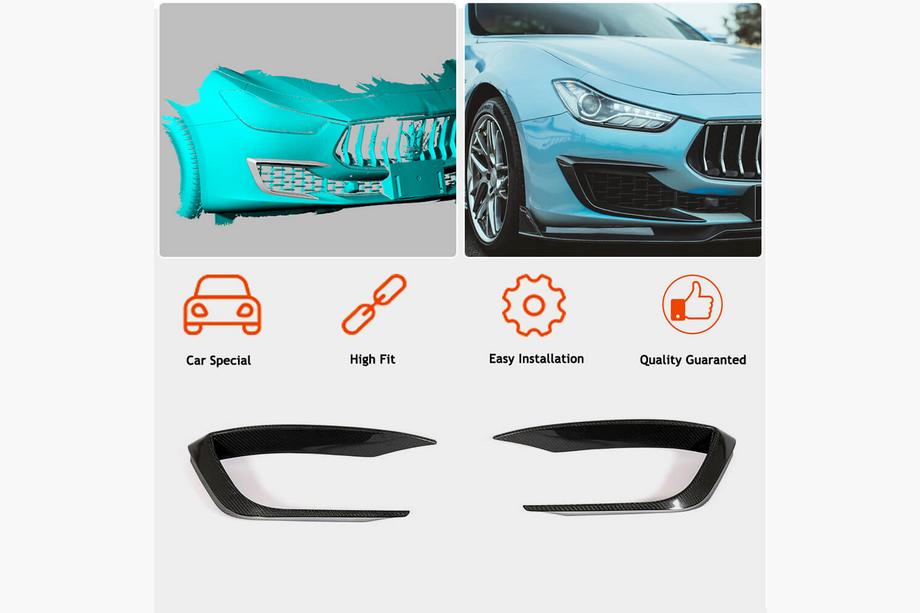 Maserati Ghibli 2013-2023 Carbon Front Bumper Covers (for Base 2018-2020) Photo 2