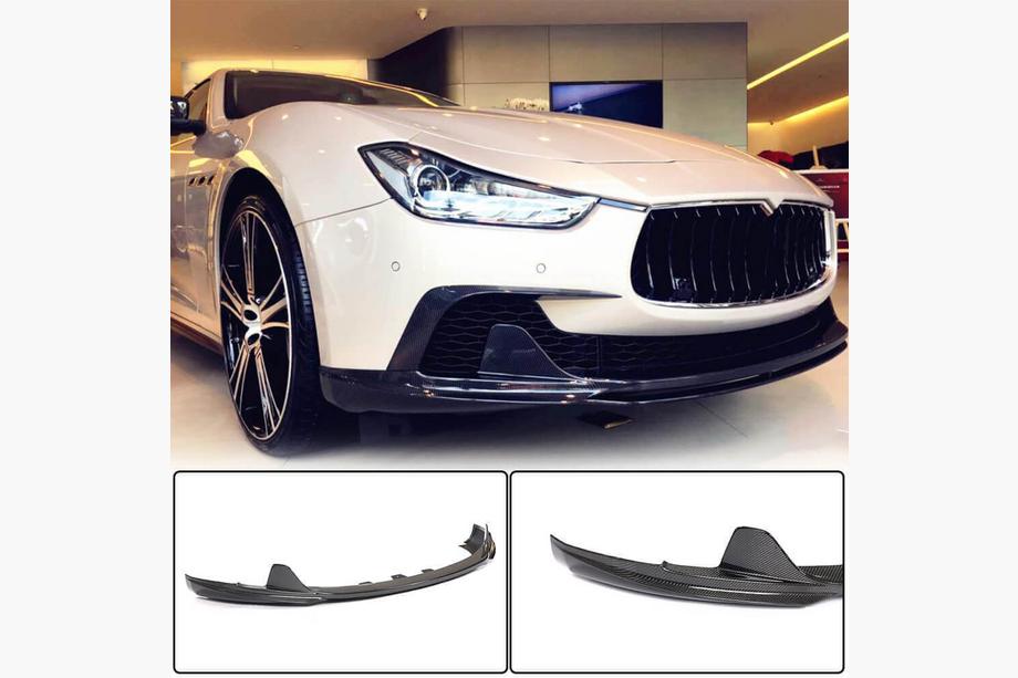 Maserati Ghibli 2013-2023 Front Bumper Lip V3 for Base/S/S Q4 2013-2017, Carbon Image