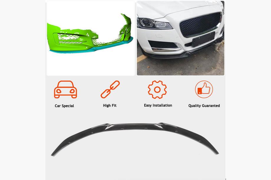 Jaguar XE 2016- Front Bumper Lip Spoiler (2015-2019, Carbon) Photo 2