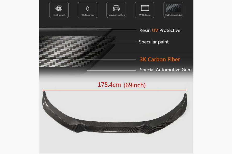 Jaguar XE 2016- Front Bumper Lip Spoiler (2015-2019, Carbon) Photo 6