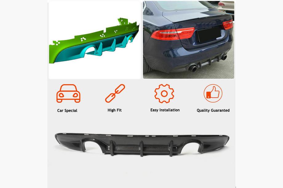 Jaguar XE 2016- Rear Bumper Diffuser V2 (2015-2019, Carbon) Photo 2