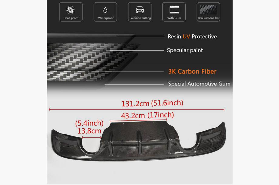 Jaguar XE 2016- Rear Bumper Diffuser V2 (2015-2019, Carbon) Photo 6