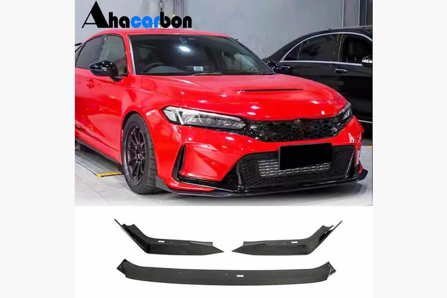 Honda Civic HB 2021- Front Bumper Lip V2 (Carbon) Image