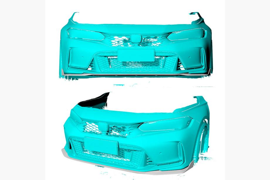 Honda Civic HB 2021- Front Bumper Lip V3 (Carbon) Photo 2