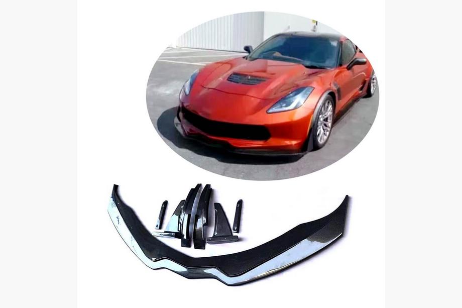 Chevrolet Corvette C7 2013-2019 Front Bumper Lip Spoiler (2013-2017, Carbon) Image