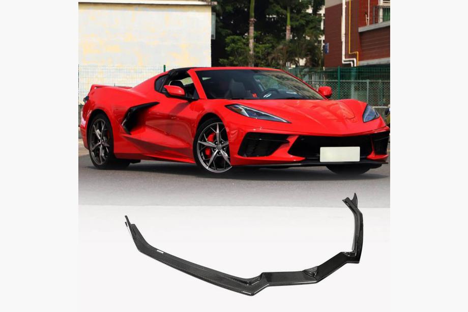 Chevrolet Corvette C8 2019- Front Bumper Lip Spoiler (2019-2022, Carbon) Image