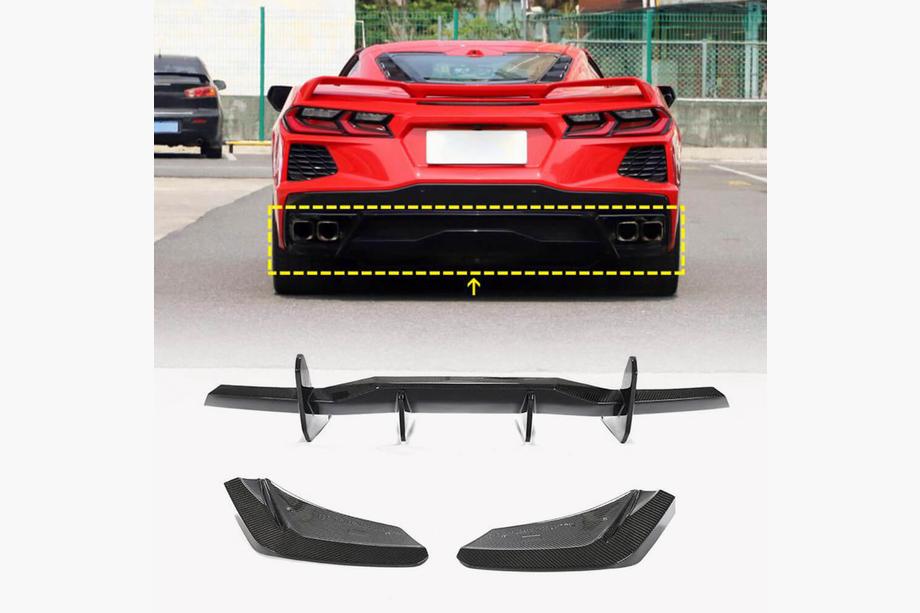 Chevrolet Corvette C8 2019- Rear Diffuser V1 (2019-2022, Carbon) Image